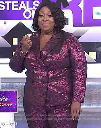 Loni’s pink metallic blazer and pants on The Real