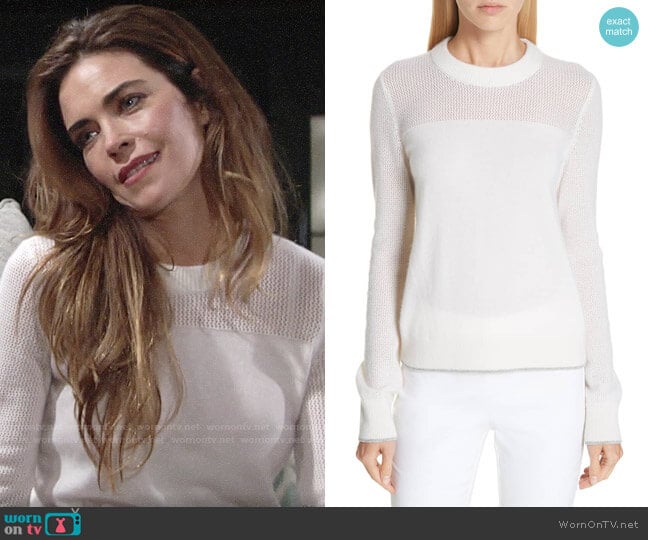 Rag & Bone Yorke Sweater in White worn by Victoria Newman (Amelia Heinle) on The Young and the Restless