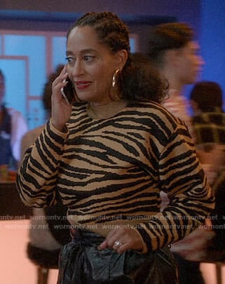 Bo's cropped tiger stripe sweater and leather pants on Black-ish