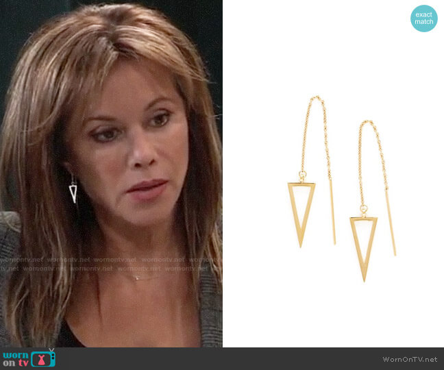 Rebecca Minkoff Triangle Threader Earrings worn by Alexis Davis (Nancy Lee Grahn) on General Hospital