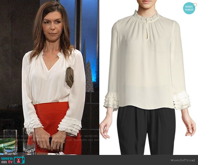 Rebecca Taylor Silk Ruffle Top worn by Anna Devane (Finola Hughes) on General Hospital