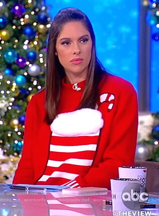 Abby’s red christmas stocking sweater on The View