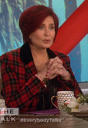 Sharon’s red plaid blazer on The Talk