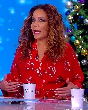 Sunny’s red floral wrap maxi dress on The View