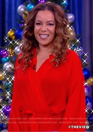 Sunny’s red wrap midi dress on The View