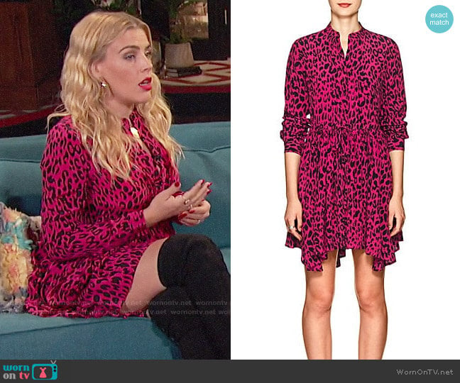 Robert Rodriguez  Leopard-Print Silk Tie-Waist Dress worn by Busy Philipps on Busy Tonight