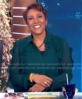 Robin’s green ruffled blouse on Good Morning America