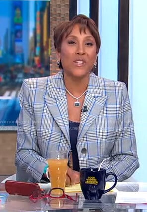 Robin’s grey and blue plaid blazer on Good Morning America