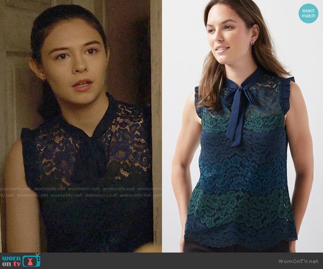 RW&Co Sleeveless Lace Top worn by Nia Nal (Nicole Maines) on Supergirl