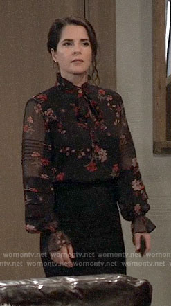 Sam’s floral tie-neck blouse on General Hospital