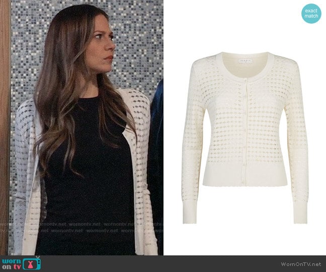 Sandro Knitted Cut-out Cardigan worn by Kim Nero (Tamara Braun) on General Hospital