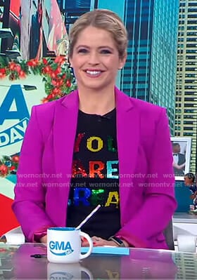 Sara’s black You Are Great Tee on GMA Day