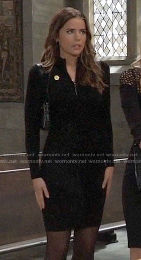 Sasha’s black zip neck dress on General Hospital