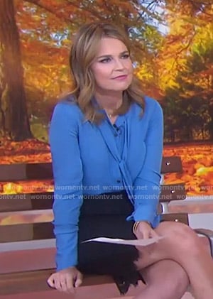 Savannah’s blue tie neck blouse on Today