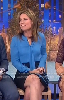 Savannah’s blue tie neck blouse on Today