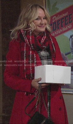 Sharon's red plaid scarf on The Young and the Restless