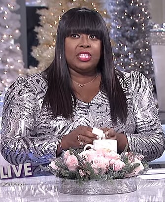 Loni’s metallic patterned dress on The Real