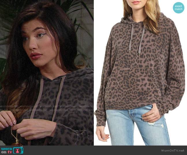 Sundry Leopard Spot Crop Hoodie worn by Steffy Forrester (Jacqueline MacInnes Wood) on The Bold & the Beautiful