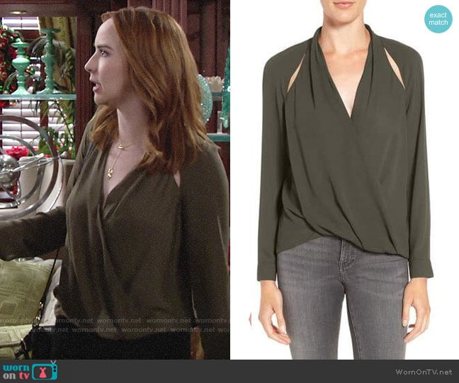 Trouve Cutout Surplice Top worn by Mariah Copeland (Camryn Grimes) on The Young and the Restless