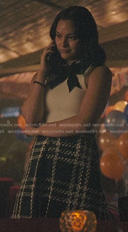 Veronica’s plaid tweed skirted dress on Riverdale