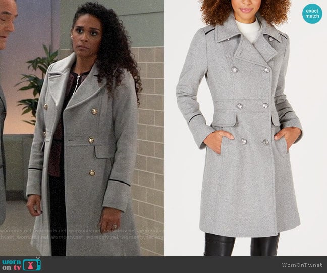 Vince Camuto  Double-Breasted Peacoat worn by Jordan Ashford (Briana Nicole Henry) on General Hospital