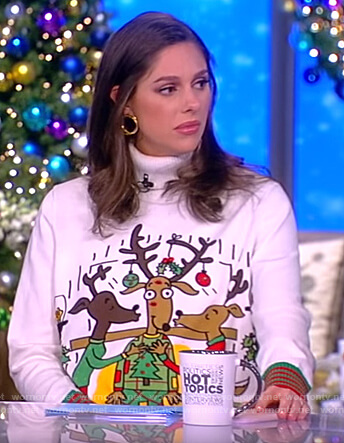 Abby’s white reindeer Christmas sweater on The View