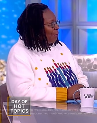 Whoopi's white octopus christmas sweater on The View