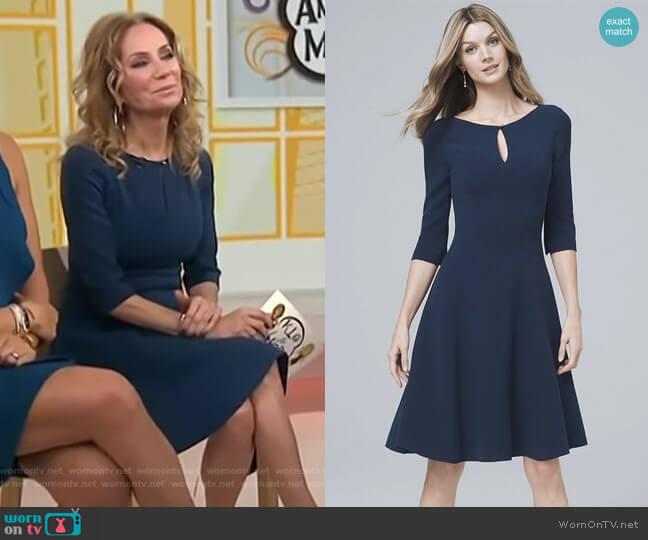 Keyhole-Neck Knit Fit and Flare Dress by White House Black Market worn by Kathie Lee Gifford on Today