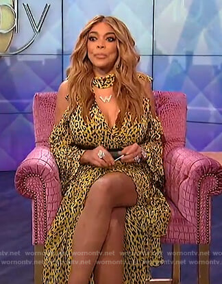 Wendy’s yellow leopard print ruffled dress on The Wendy Williams Show
