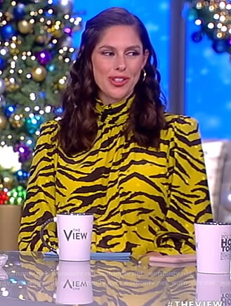 Abby’s yellow tiger stripe mini dress on The View