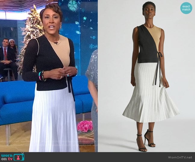 WornOnTV: Robin’s colorblock pleated dress on Good Morning America ...