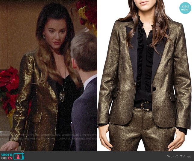 Zadig & Voltaire Victor Metallic Blazer worn by Steffy Forrester (Jacqueline MacInnes Wood) on The Bold and the Beautiful