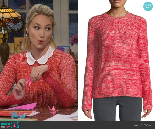 Derek Lam 10 Crosby Ribbed Crewneck Merino Pullover Sweater worn by Mandy Baxter (Molly McCook) on Last Man Standing