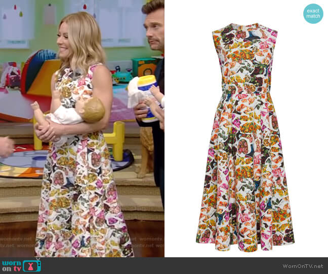 Floral Cotton Silk Faille Dress by Adam Lippes worn by Kelly Ripa  on Live with Kelly & Ryan
