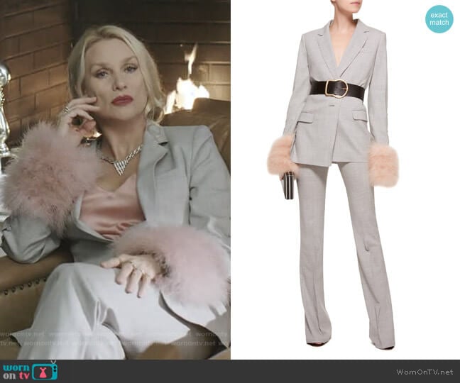 Convertible Tailored Jacket and Boot Leg Pant by Adeam worn by Alexis Carrington (Elaine Hendrix) on Dynasty