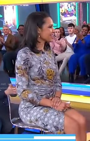 Adrienne's grey floral dress on Good Morning America