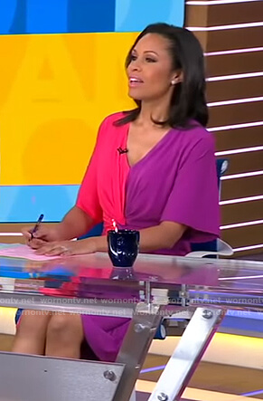 Adrienne’s pink and purple two-tone dress on Good Morning America