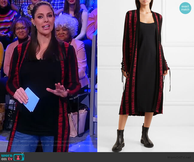 Bodycon Striped Lace-Up Cardigan by Alexander McQueen worn by Abby Huntsman on The View