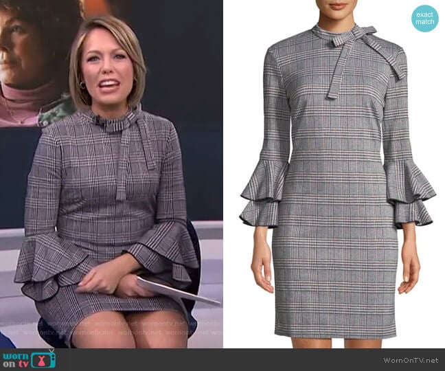 Plaid Bell-Sleeve Tie-Neck Sheath Dress by Alexia Admor worn by Dylan Dreyer on Today