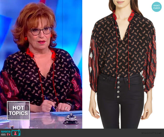 Blouson Sleeve Mixed Print Top by Alice + Olivia worn by Joy Behar  on The View