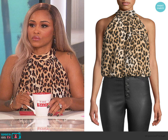 Maris Halter Tie-Neck Top by Alice + Olivia worn by Eve  on The Talk