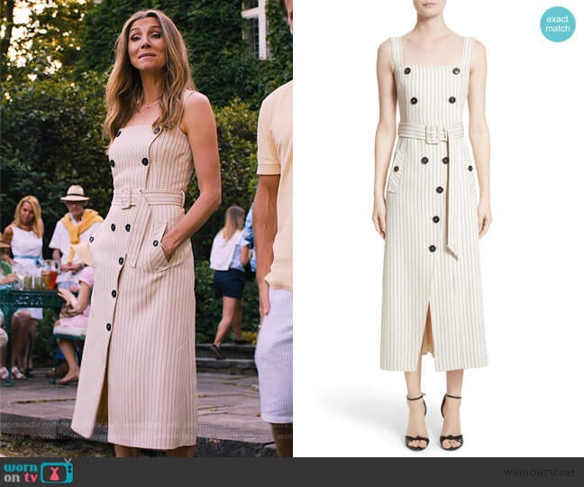 Audrey Button Detail Pinstripe Dress by Altuzarra worn by Sarah Chalke on Friends from College