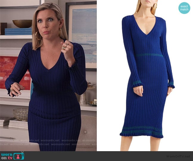 Isolde knit midi dress by Altuzarra worn by Brianna (June Raphael) on Grace and Frankie