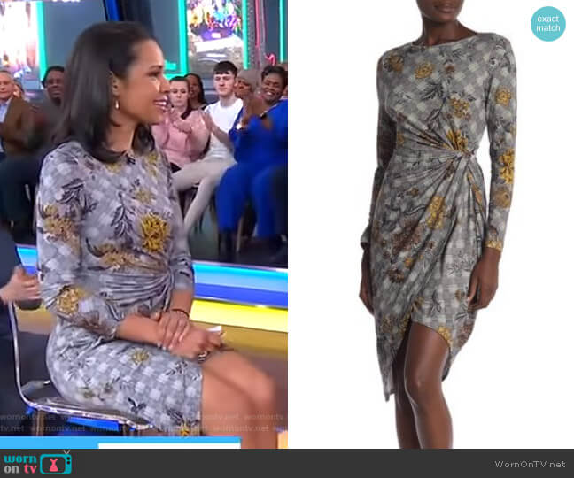 2KN5135Z508 Gold Flower Knit Dress by Amelia  worn by Adrienne Bankert on Good Morning America