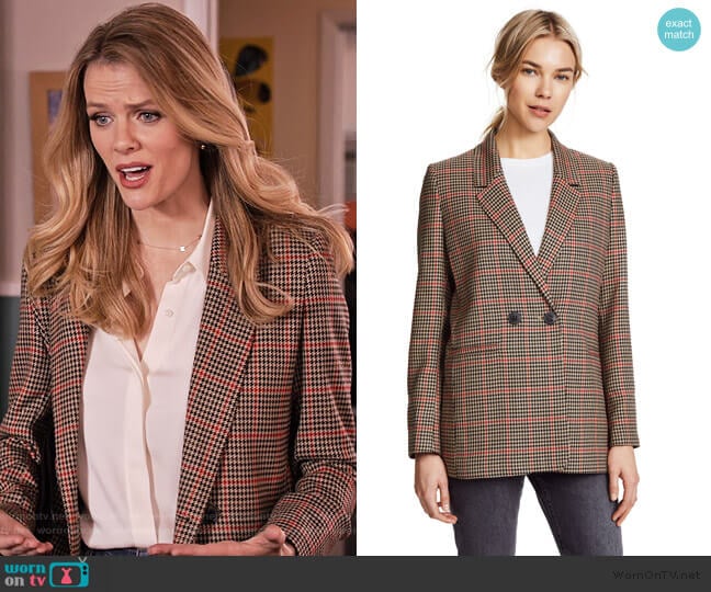 Madeleine Blazer by Anine Bing worn by Mallory (Brooklyn Decker) on Grace and Frankie