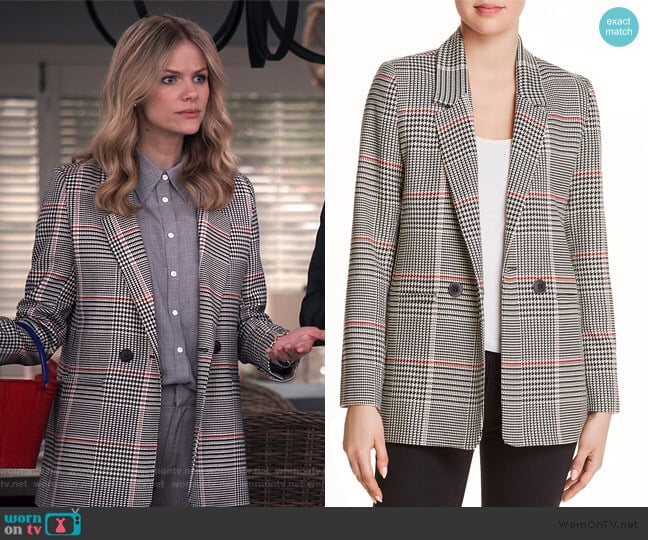 Madeline Houndstooth Blazer by Anine Bing worn by Mallory (Brooklyn Decker) on Grace and Frankie