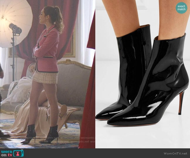 Alma Ankle Boots by Aquazzura worn by Fallon Carrington (Elizabeth Gillies) on Dynasty