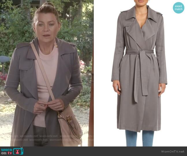 WornOnTV Meredith s pink sweater and grey trench coat on Grey s