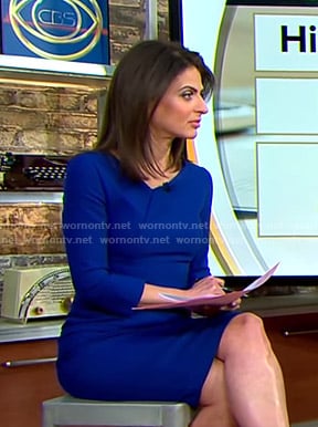 Bianna’s blue folded neck dress on CBS This Morning