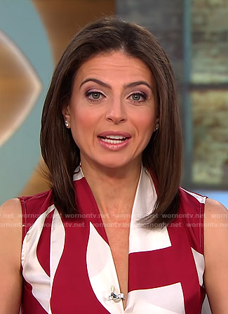 Bianna’s white and red graphic print top on CBS This Morning